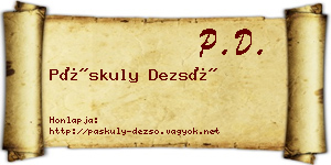 Páskuly Dezső névjegykártya